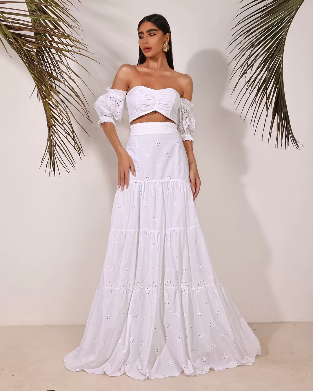 Dot Clothing - Set Dot Clothing Skirt Long and Cropped Offwhite - 1757OFF Dot Clothing - Set Dot Clothing Skirt Long and Cropped Offwhite - 1757OFF