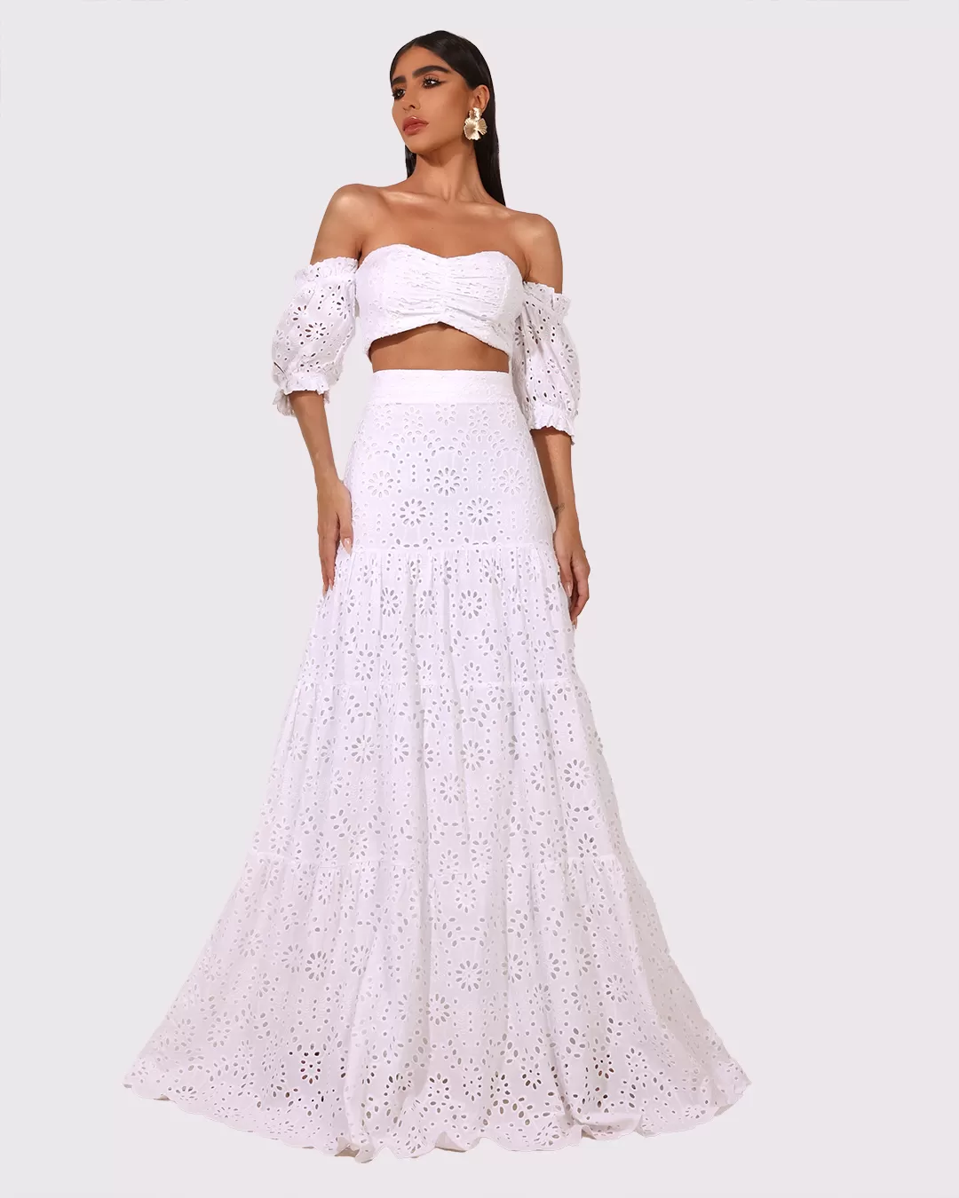 Dot Clothing - Set Dot Clothing Skirt Long and Cropped Offwhite - 1757OFF Dot Clothing - Set Dot Clothing Skirt Long and Cropped Offwhite - 1757OFF