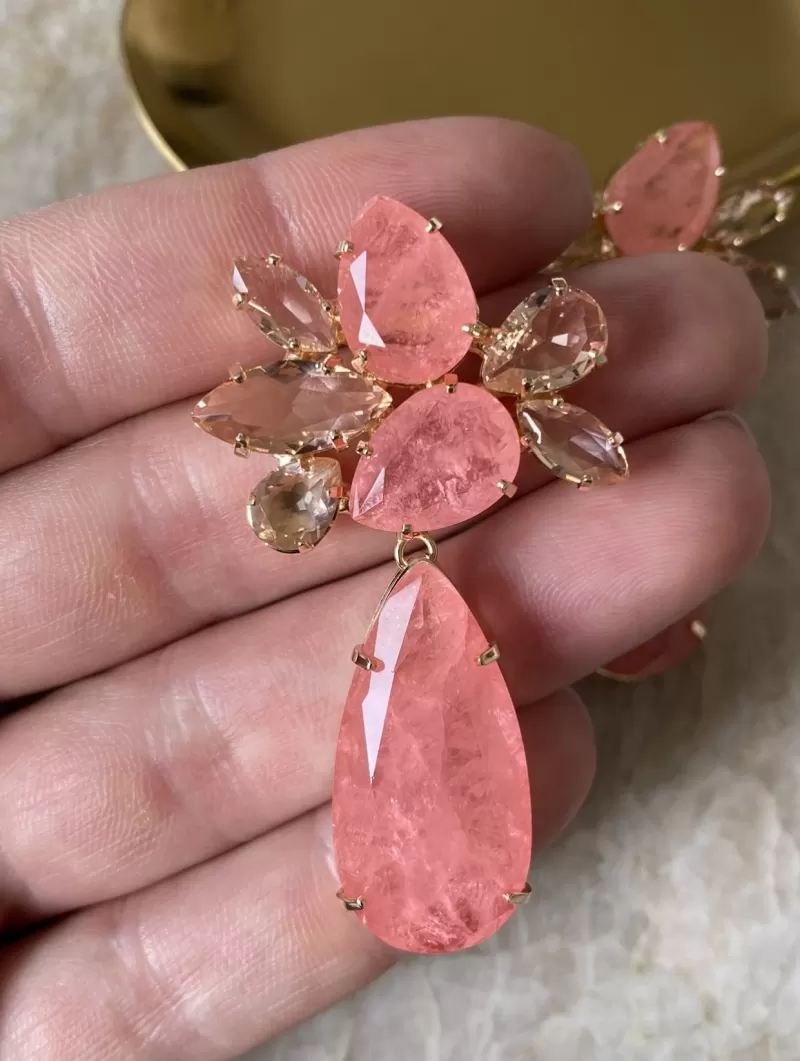 Mikabe - Salmon Zirconia Party Earring - MK1466