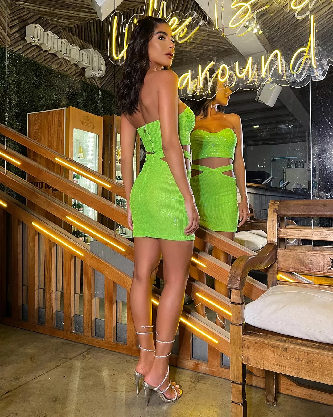 Dot Clothing - Set Dot Clothing Green Sequin Skirt - 1735VERDE Dot Clothing - Set Dot Clothing Green Sequin Skirt - 1735VERDE