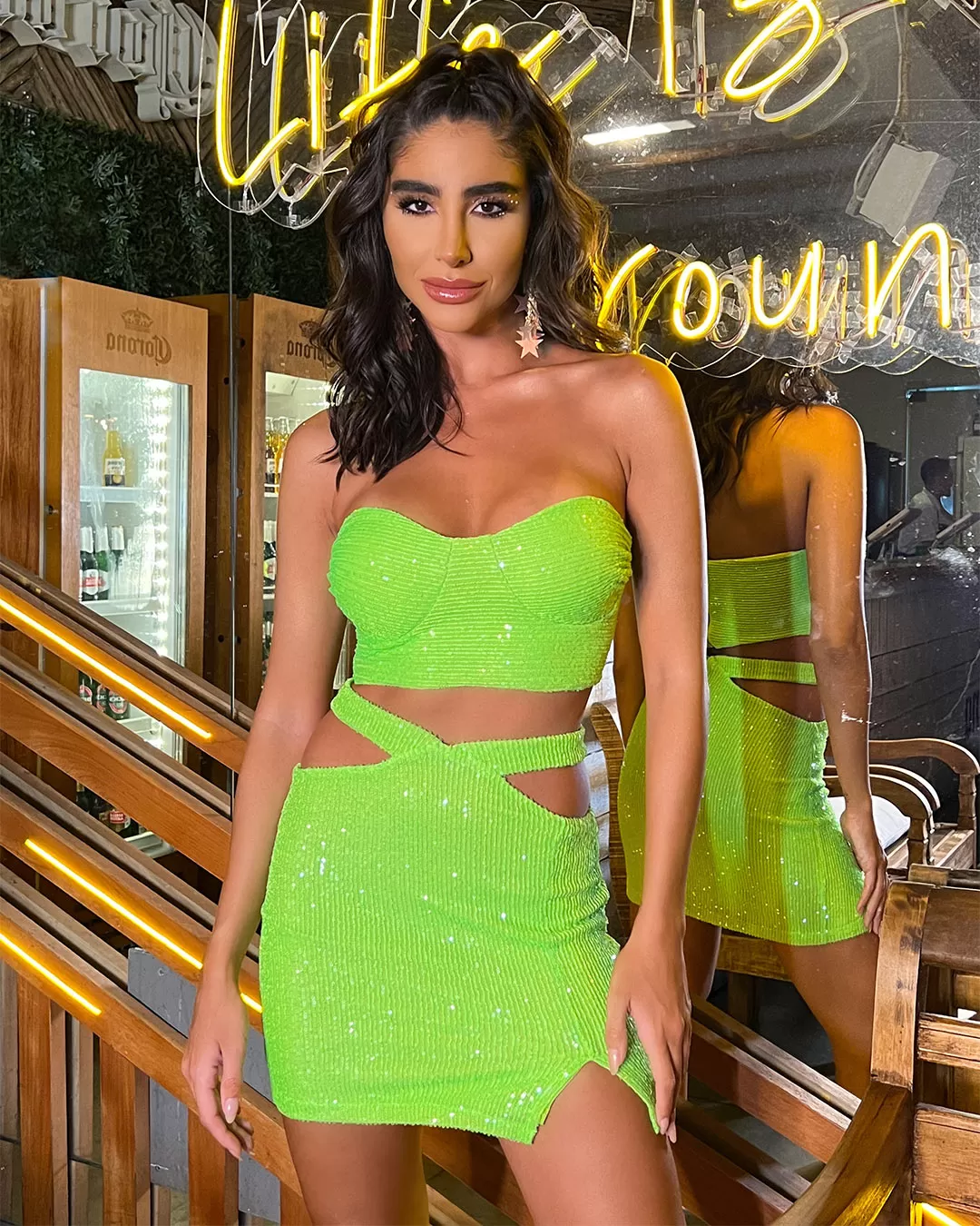 Dot Clothing - Set Dot Clothing Green Sequin Skirt - 1735VERDE Dot Clothing - Set Dot Clothing Green Sequin Skirt - 1735VERDE