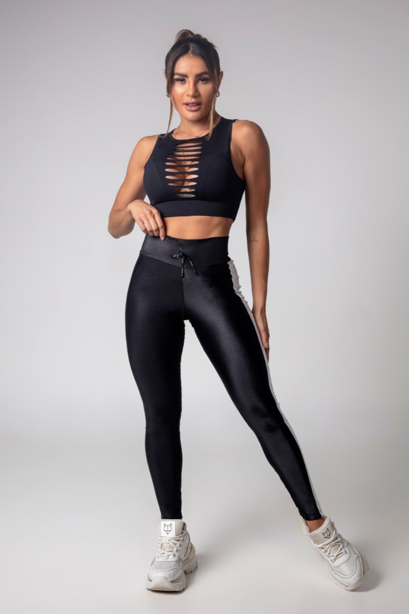 Hipkini - Black Gym Girl Leggings with Cirrê - 3339832 Hipkini - Black Gym Girl Leggings with Cirrê - 3339832