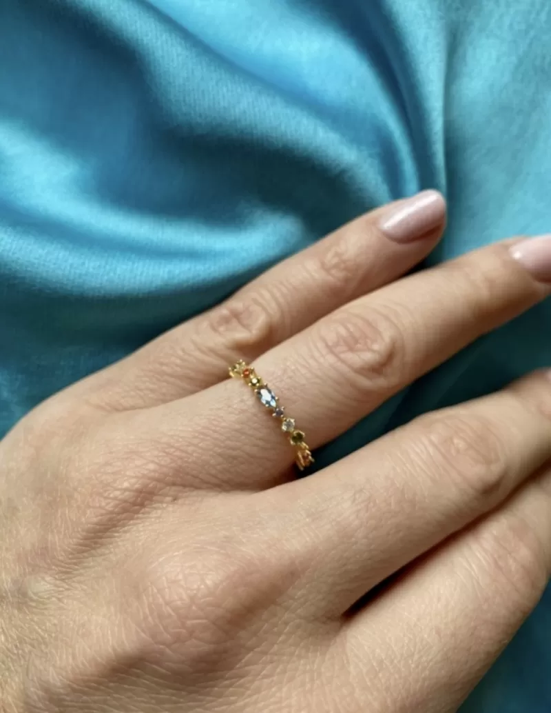 Mikabe - Rainbow Ring Silver 925 - Size 16 - MK1077