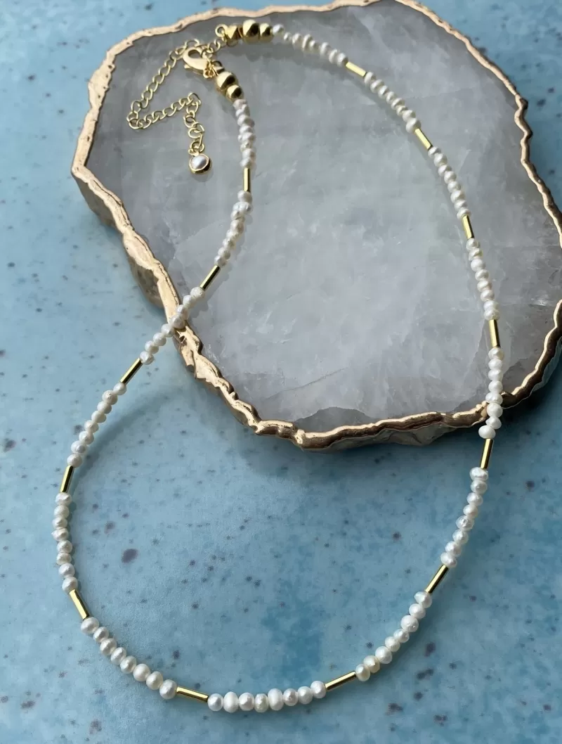 Mikabe - Necklace with bugles and mini pearls - MK1482