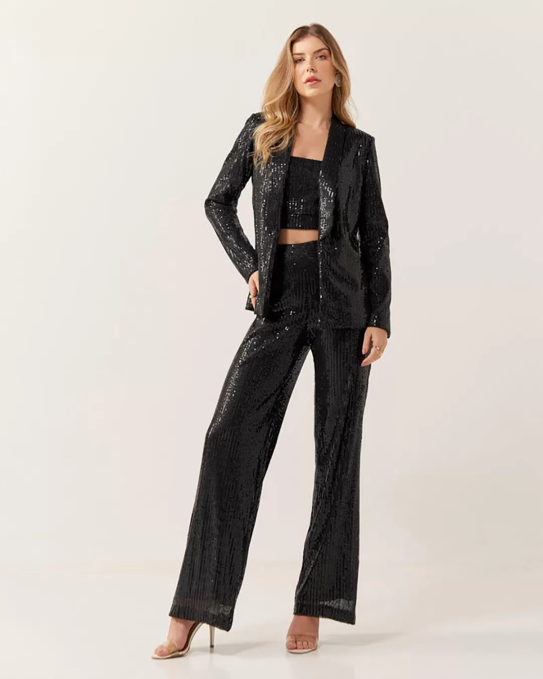 Innocence - Blazer Innocence Tuxedo Black Sequin - 11125PRETO Innocence - Blazer Innocence Tuxedo Black Sequin - 11125PRETO