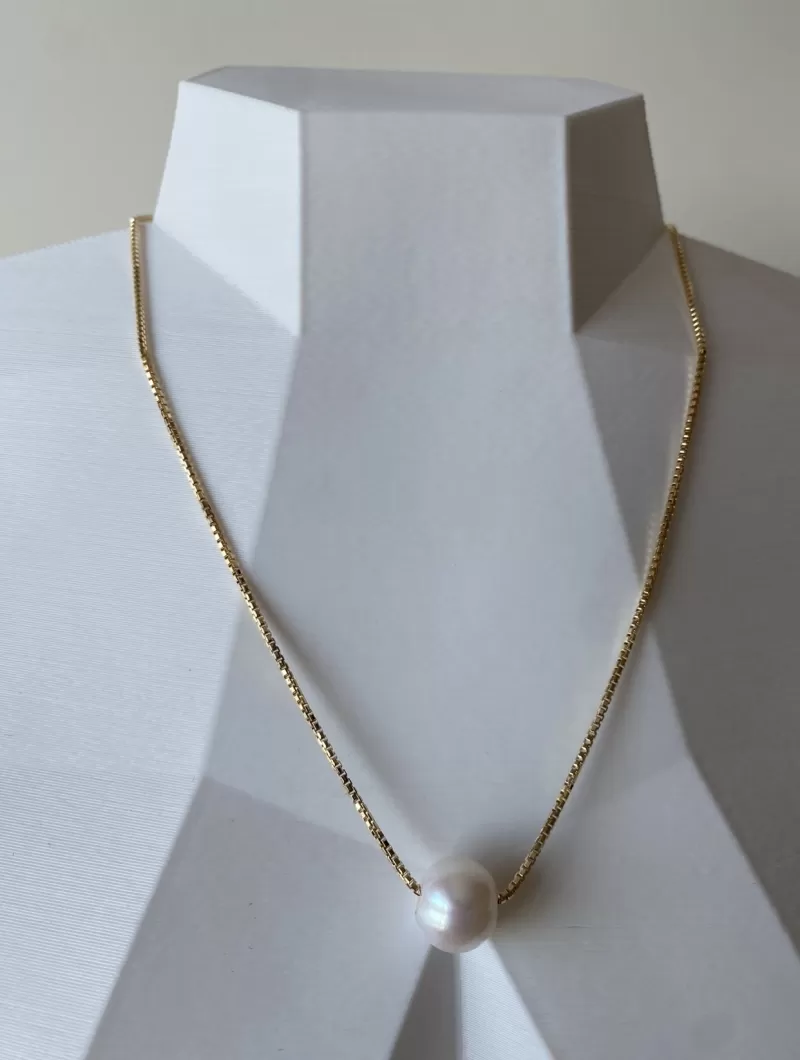 Mikabe - Single Gold Pearl Necklace - MK1493
