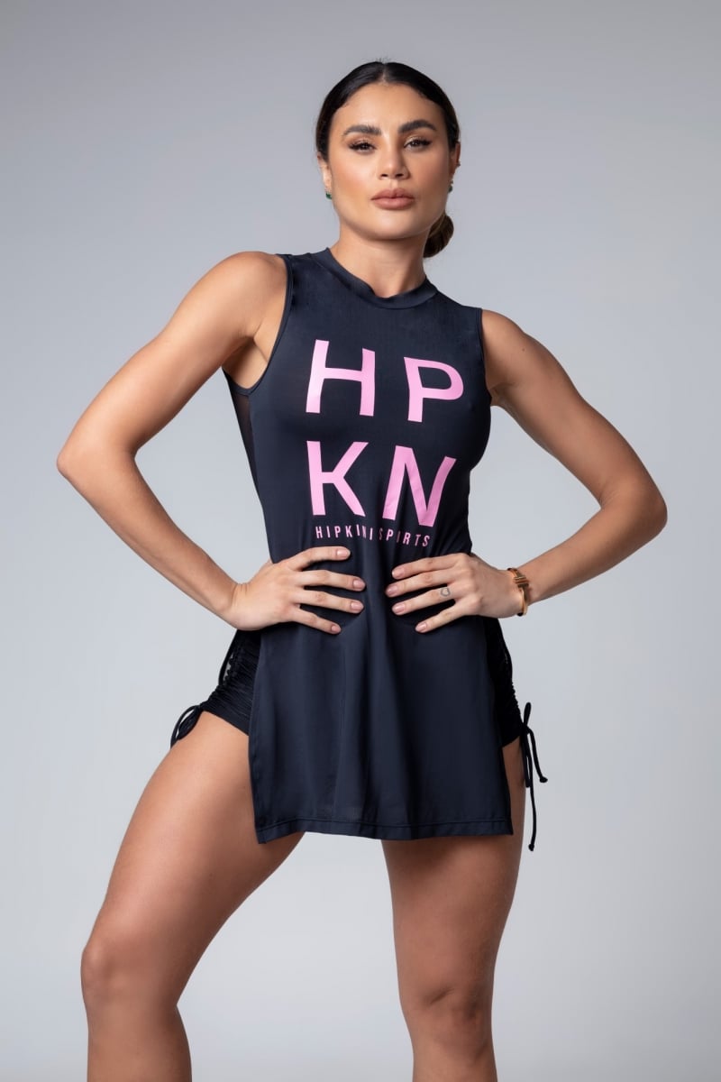 Hipkini - Large Urban Girl T-Shirt Black with Collar - 3339881 Hipkini - Large Urban Girl T-Shirt Black with Collar - 3339881