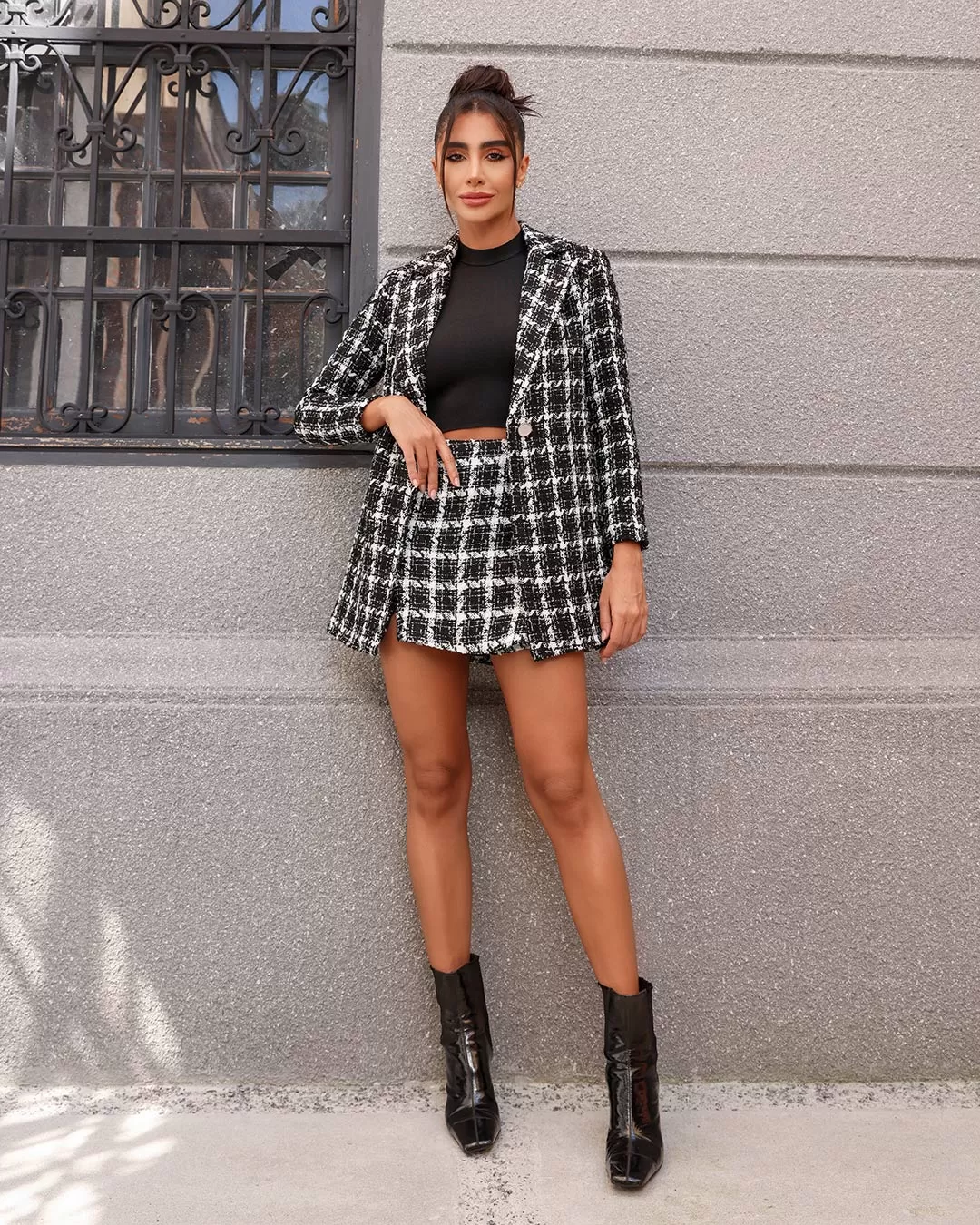 Dot Clothing - Black Dot Clothing Tweed Shorts - 1903PRETO Dot Clothing - Black Dot Clothing Tweed Shorts - 1903PRETO