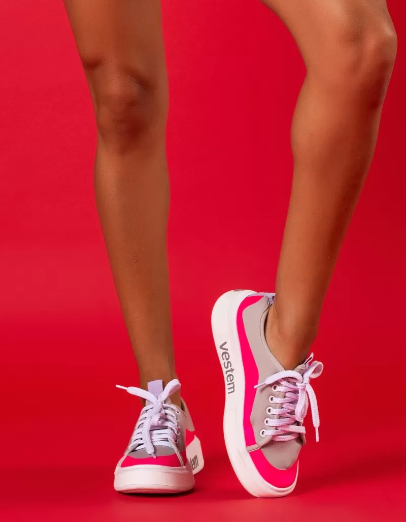 Vestem - Mona Lisa Pink and Gray Sneakers - TE24.C0011 Vestem - Mona Lisa Pink and Gray Sneakers - TE24.C0011