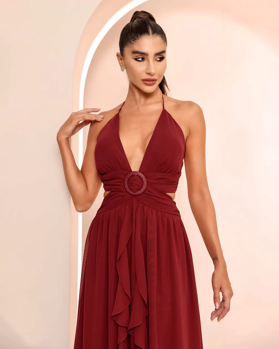 Dot Clothing - Dress Dot Clothing Long Buckle Bordo - 1861BORDO Dot Clothing - Dress Dot Clothing Long Buckle Bordo - 1861BORDO