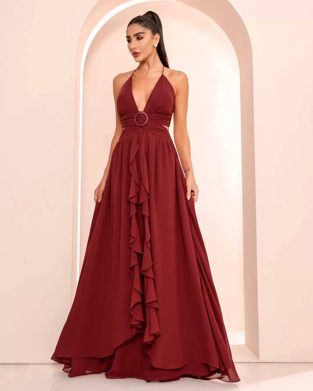 Dot Clothing - Dress Dot Clothing Long Buckle Bordo - 1861BORDO Dot Clothing - Dress Dot Clothing Long Buckle Bordo - 1861BORDO