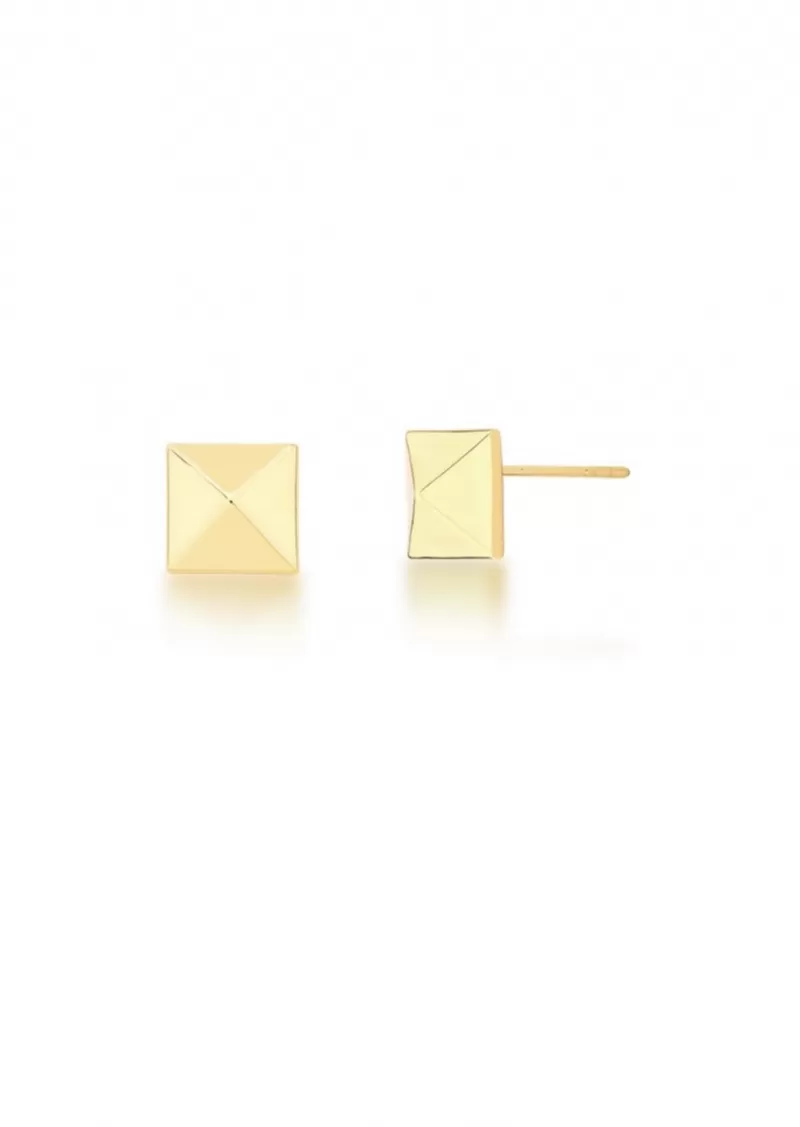 Mikabe - Gold Square Spike Earring - MK1525