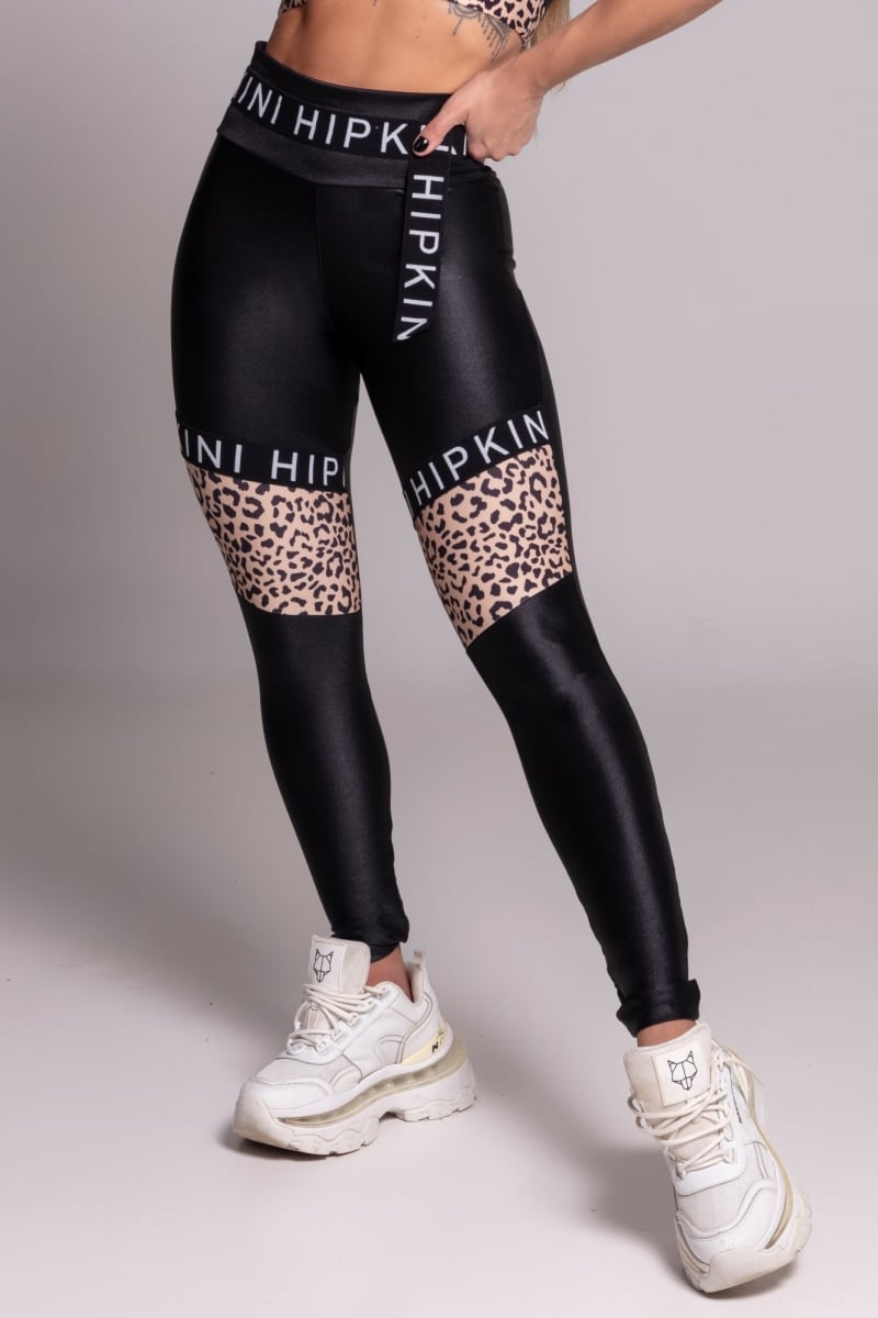 Hipkini - Black Gravity Legging with Animal Print Detail - 3339934