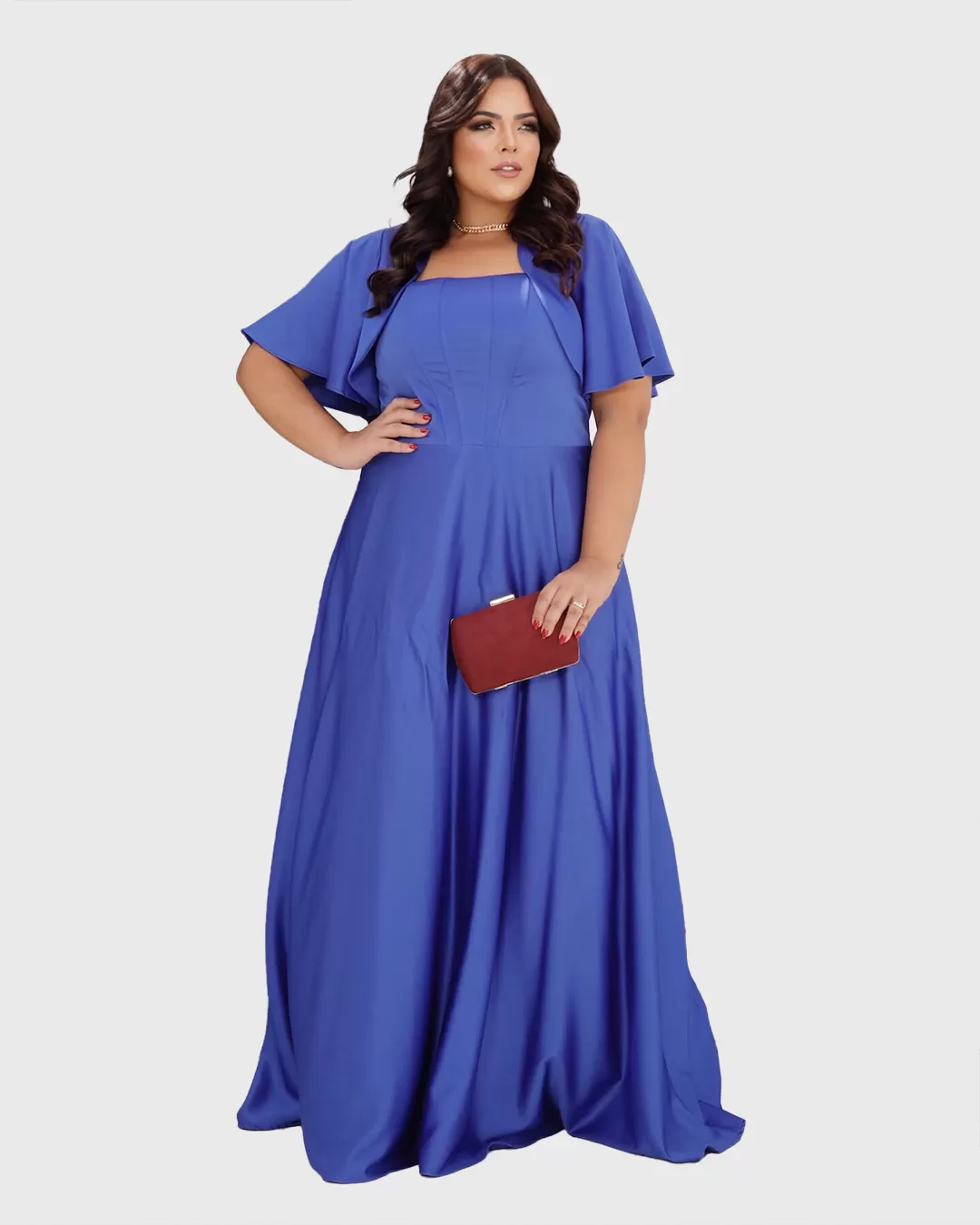Cappuccino - Dress Cappuccino Long with Blue Fin - 8J247PSAZUL Cappuccino - Dress Cappuccino Long with Blue Fin - 8J247PSAZUL