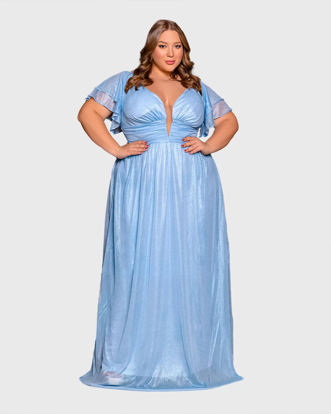 Cappuccino - Dress Cappuccino Long Blue Neckline - 8J177PSAZUL Cappuccino - Dress Cappuccino Long Blue Neckline - 8J177PSAZUL