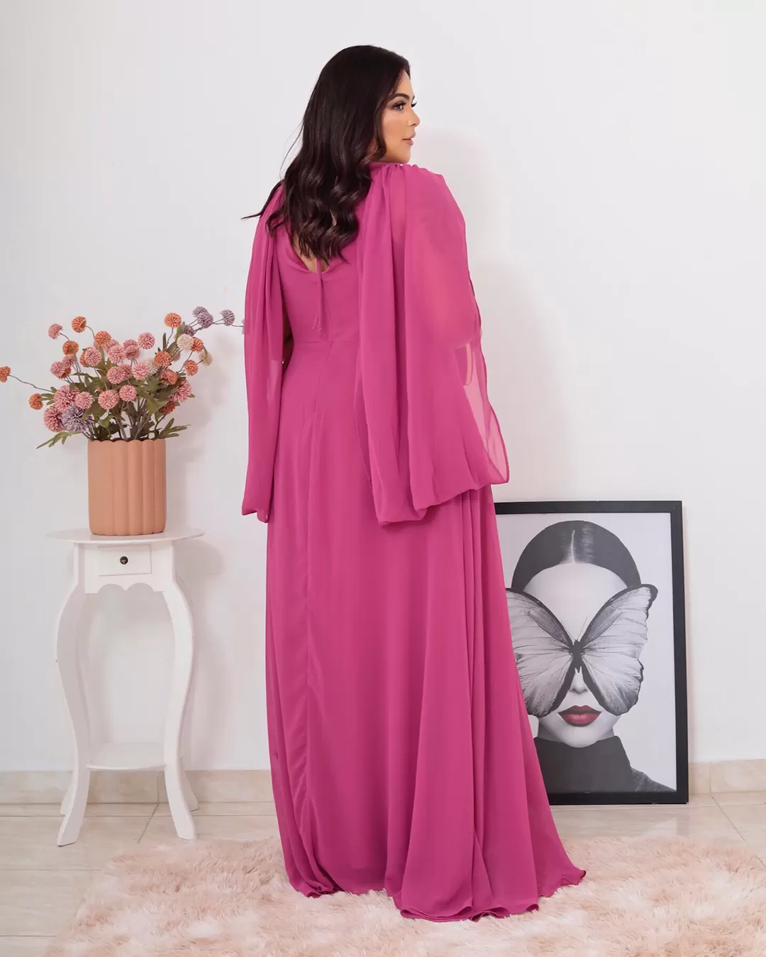 Cappuccino - Dress Cappuccino Long Detail Pink Shoulder - 8J172PSROSA