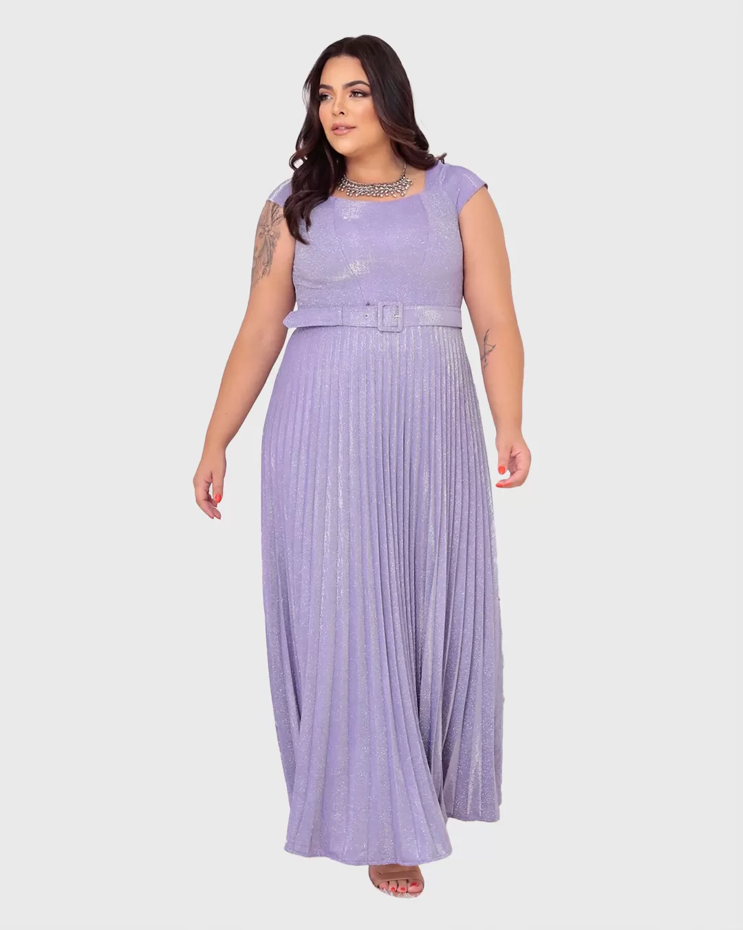 Cappuccino - Dress Cappuccino Long Pleated Lavender - 8J200PSLAV Cappuccino - Dress Cappuccino Long Pleated Lavender - 8J200PSLAV