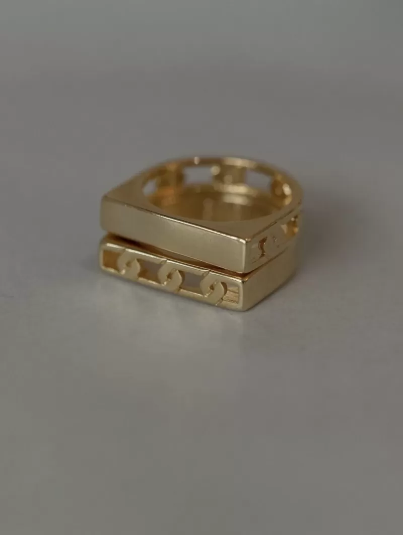 Mikabe - Gold Link Double Ring - Size 20 - MK1551