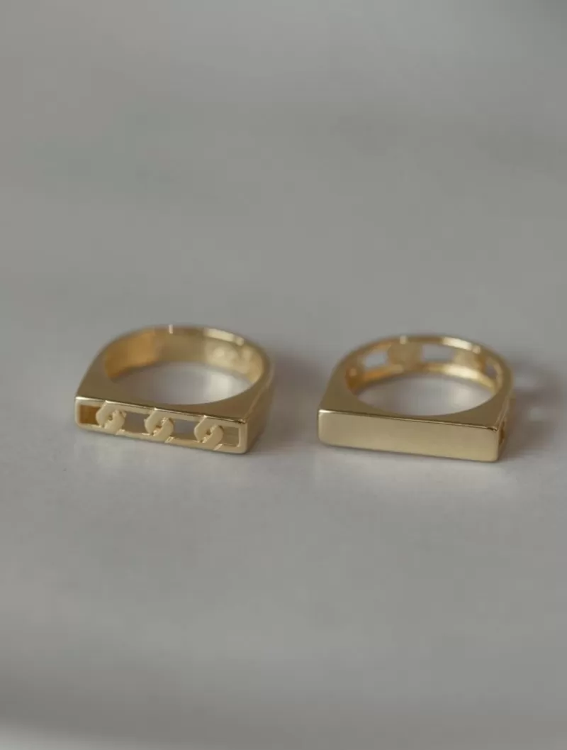 Mikabe - Gold Link Double Ring - Size 20 - MK1551