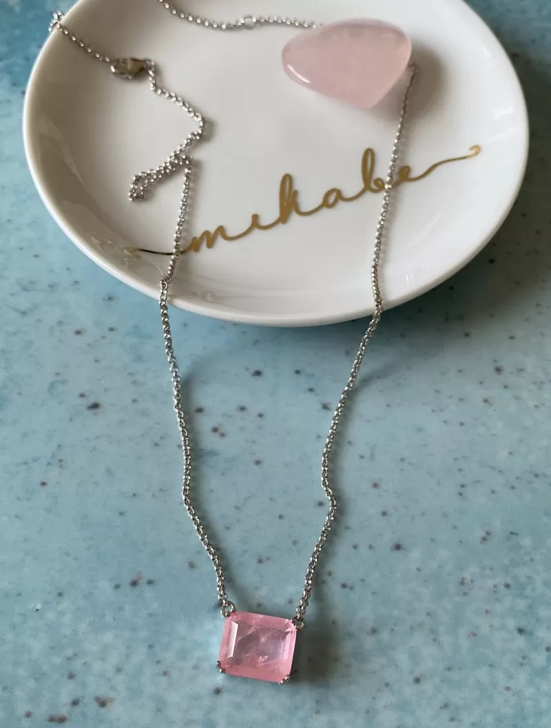 Mikabe - Necklace Tourmaline Fusion Pink Rhodium White - MK1552