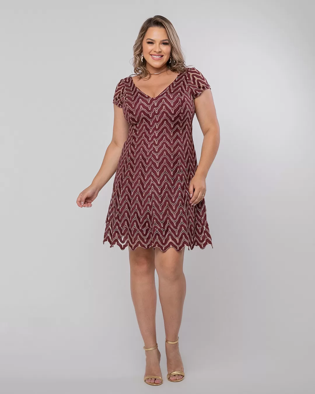 Lemoncola - Dress Lemoncola Detail Gold Maple - FCL17282BORDO Lemoncola - Dress Lemoncola Detail Gold Maple - FCL17282BORDO