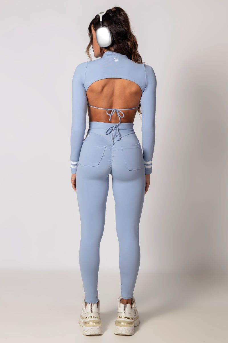 Hipkini - Sky Blue Long Sleeve Activewear Top - 33330069 Hipkini - Sky Blue Long Sleeve Activewear Top - 33330069