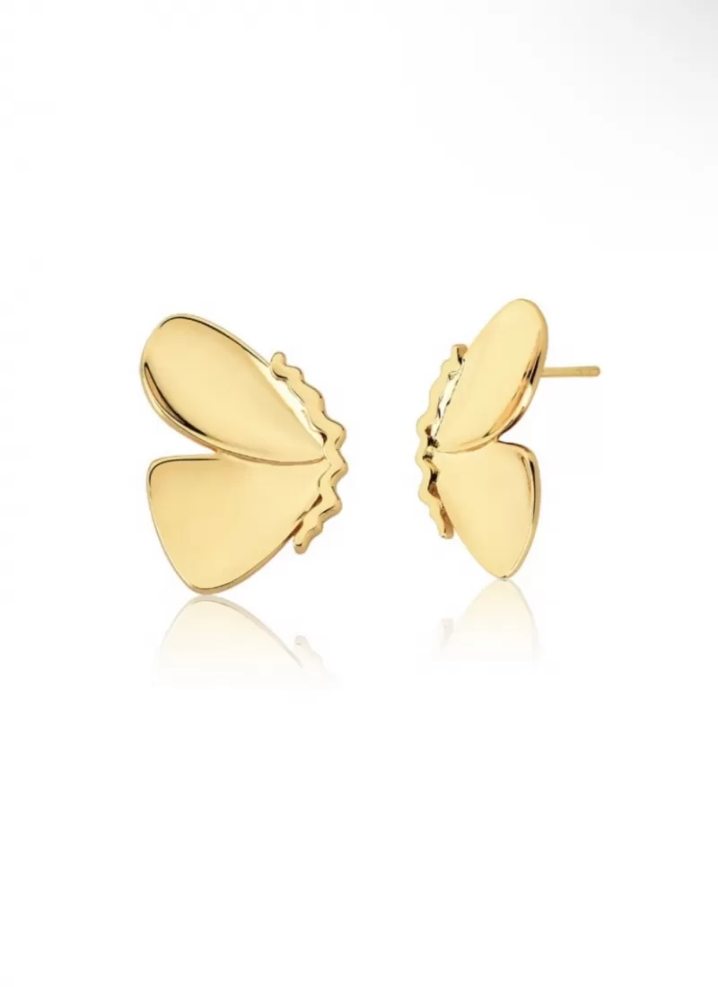 Mikabe - Plain Gold Butterfly Earring - MK1587