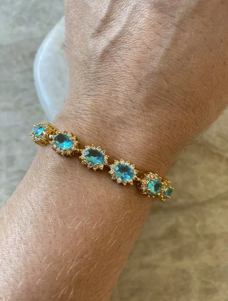 Mikabe - Riviera Aquamarine Gold Btanklet - MK1592 Mikabe - Riviera Aquamarine Gold Btanklet - MK1592