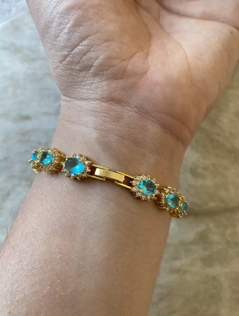 Mikabe - Riviera Aquamarine Gold Btanklet - MK1592 Mikabe - Riviera Aquamarine Gold Btanklet - MK1592