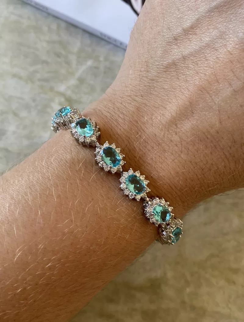 Mikabe - Riviera Aquamarine Rhodium White Btanklet - MK1593 Mikabe - Riviera Aquamarine Rhodium White Btanklet - MK1593