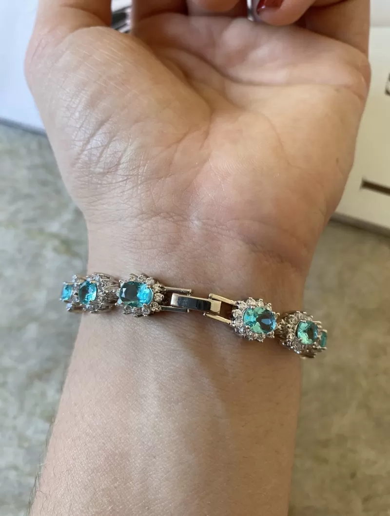 Mikabe - Riviera Aquamarine Rhodium White Btanklet - MK1593 Mikabe - Riviera Aquamarine Rhodium White Btanklet - MK1593