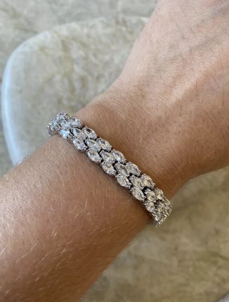 Mikabe - Riviera Triple White Rhodium Btanklet - MK1594 Mikabe - Riviera Triple White Rhodium Btanklet - MK1594