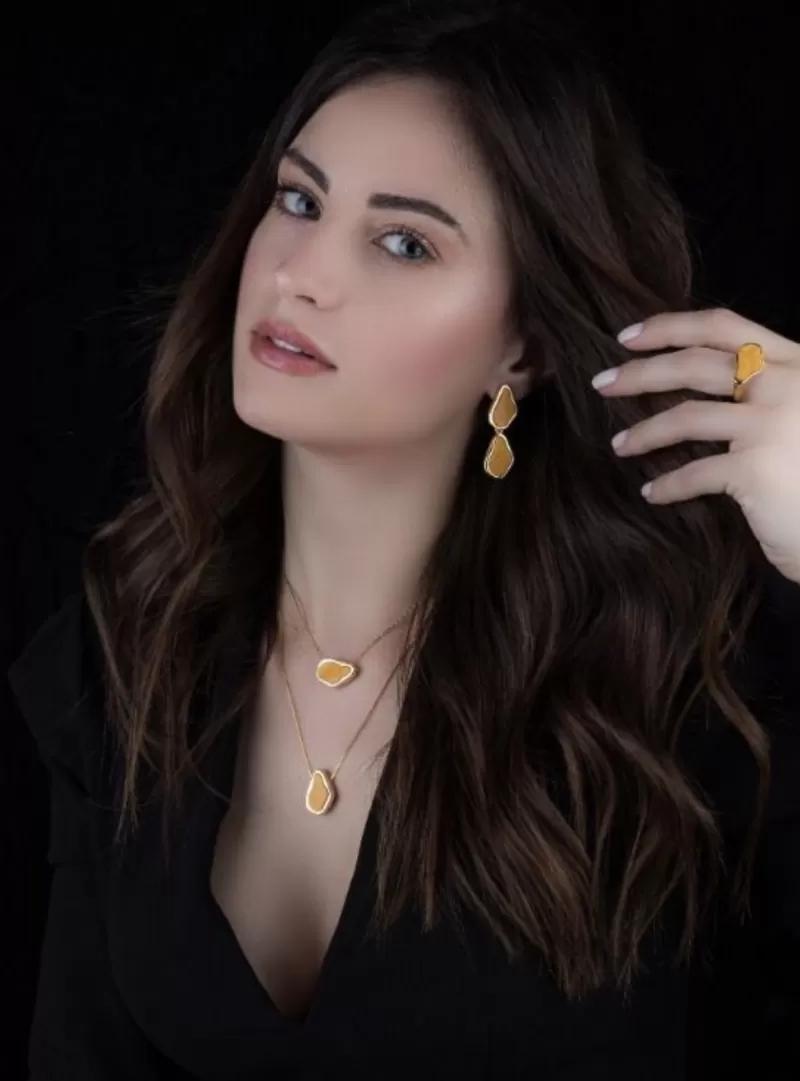 Mikabe - Yellow Fedspar Double Necklace - MK1607