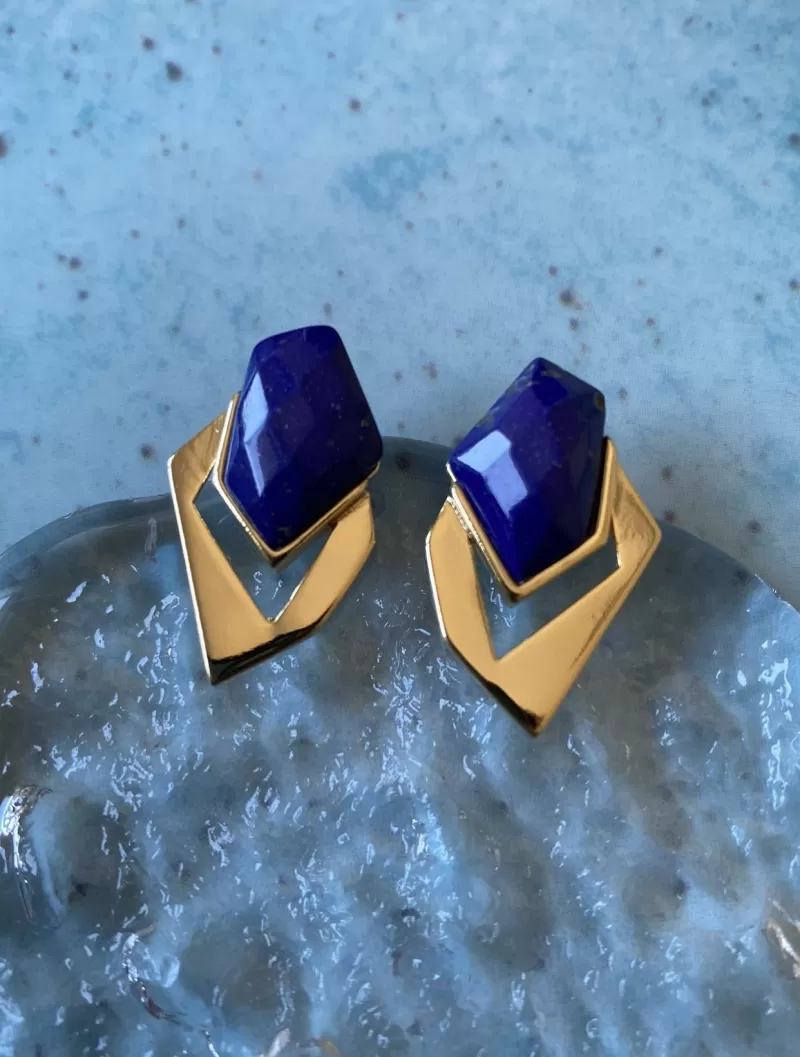 Mikabe - Lapis Lazuli Geometric Earring - MK1612