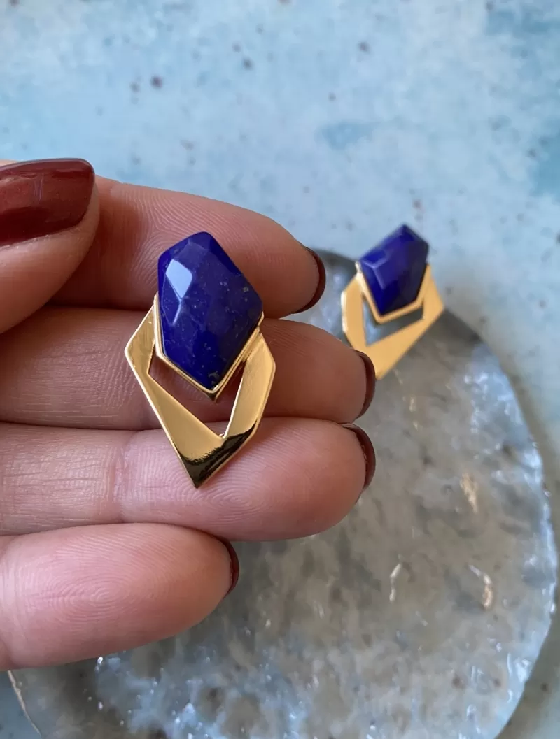 Mikabe - Lapis Lazuli Geometric Earring - MK1612