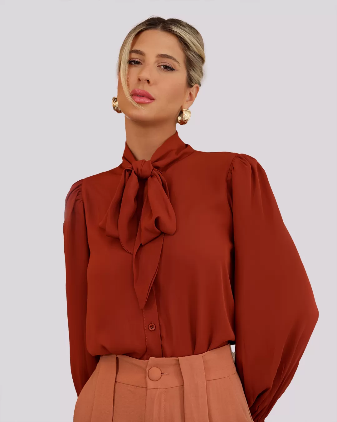 Dot Clothing - Brown Bow Dot Clothing Shirt - 1961MARROM Dot Clothing - Brown Bow Dot Clothing Shirt - 1961MARROM