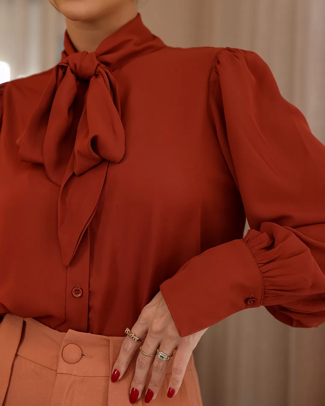 Dot Clothing - Brown Bow Dot Clothing Shirt - 1961MARROM Dot Clothing - Brown Bow Dot Clothing Shirt - 1961MARROM
