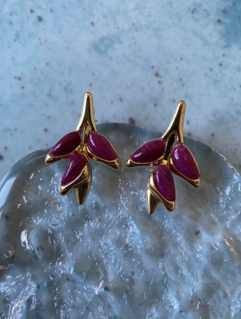 Mikabe - Earring Ear Jacket Heliconia Pink - MK1615