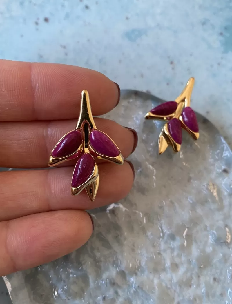 Mikabe - Earring Ear Jacket Heliconia Pink - MK1615