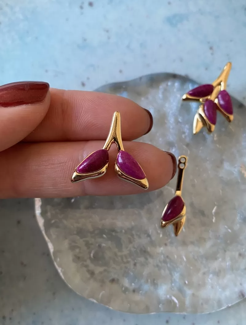 Mikabe - Earring Ear Jacket Heliconia Pink - MK1615