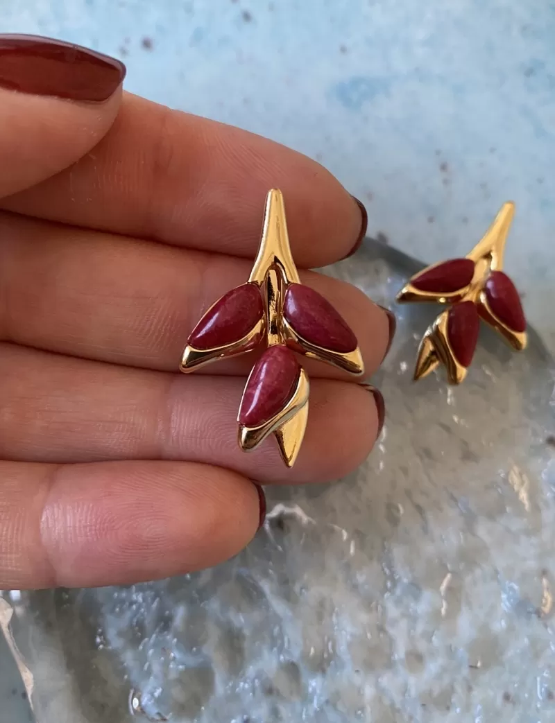 Mikabe - Earring Ear Jacket Heliconia Red - MK1616