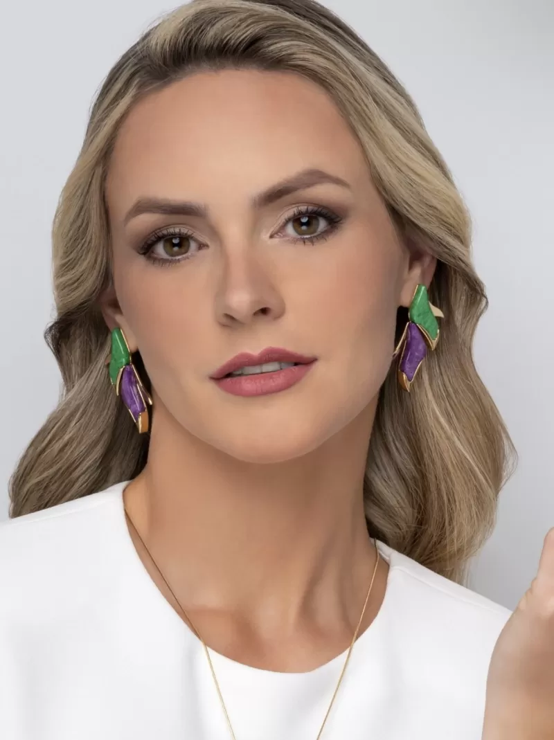 Mikabe - Earring Garden Green and Purple Feldspar - MK1617