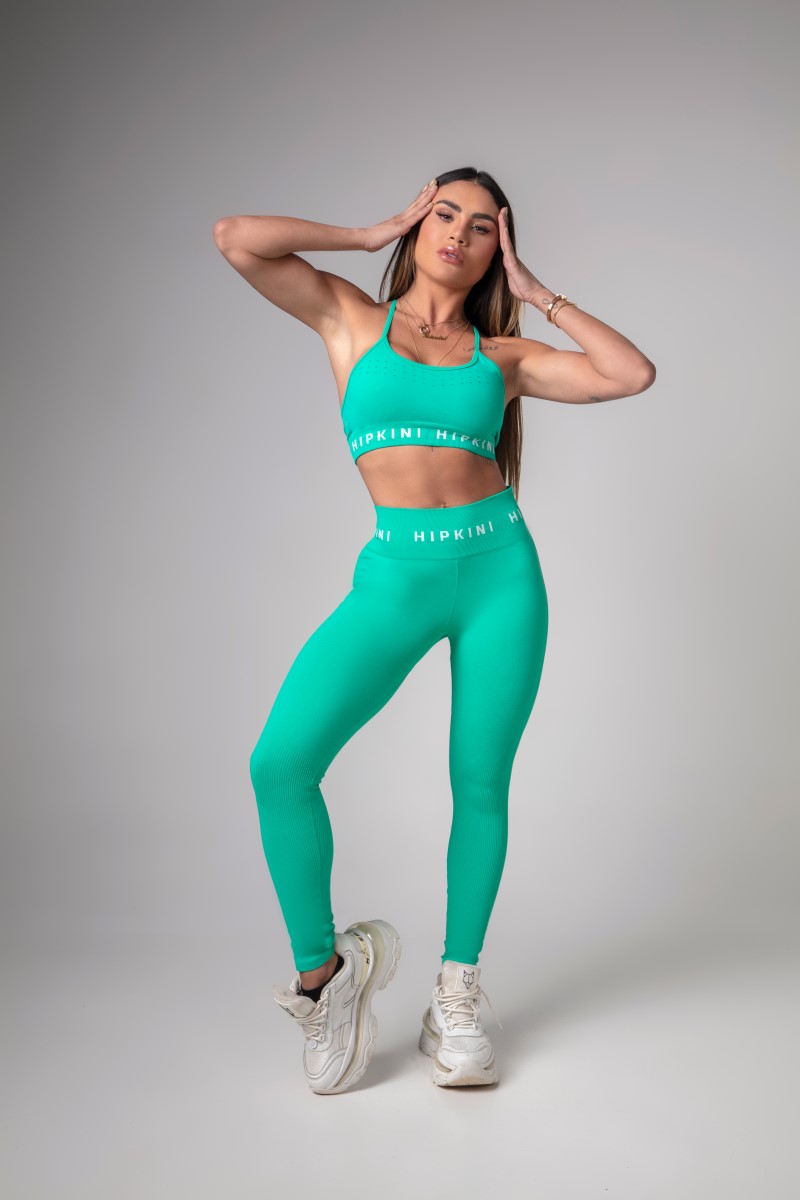 Hipkini - Green Ribbed Seamless Activewear Leggings - 33330003 Hipkini - Green Ribbed Seamless Activewear Leggings - 33330003