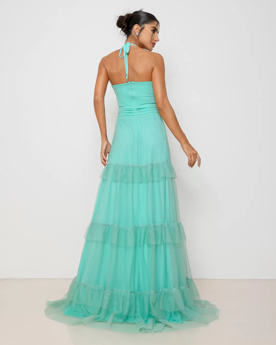 Dot Clothing - Dress Dot Clothing Long in tulle and Green Strips - 1809VERDE Dot Clothing - Dress Dot Clothing Long in tulle and Green Strips - 1809VERDE