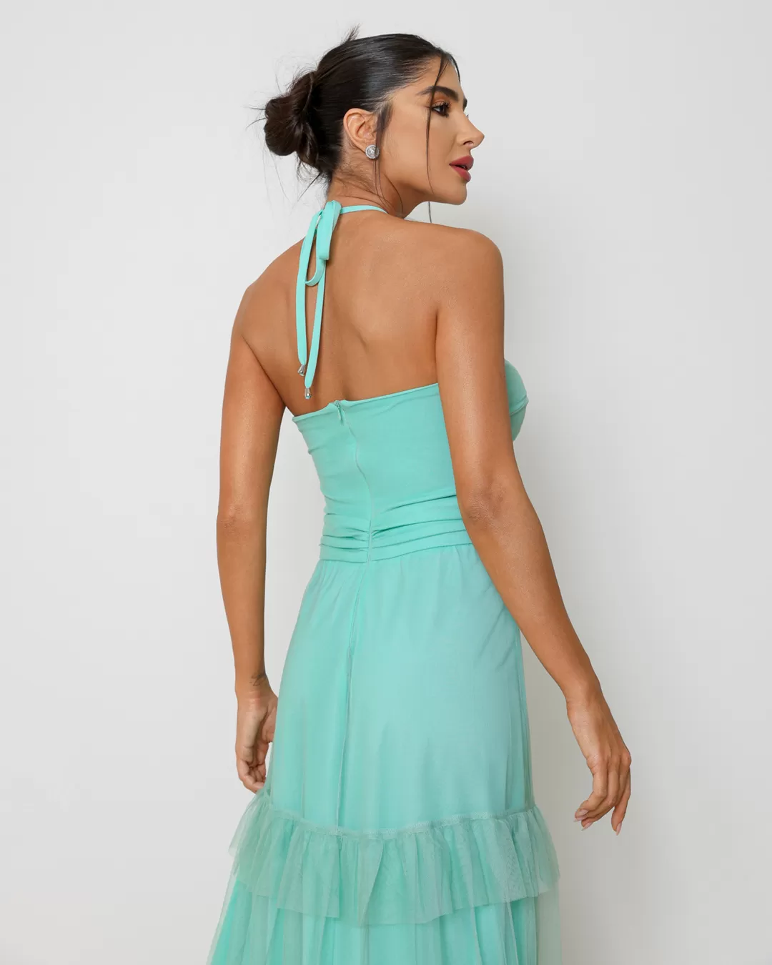 Dot Clothing - Dress Dot Clothing Long in tulle and Green Strips - 1809VERDE Dot Clothing - Dress Dot Clothing Long in tulle and Green Strips - 1809VERDE