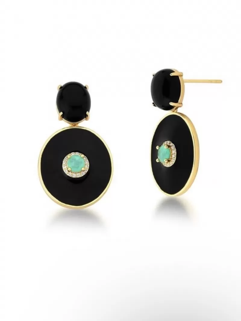 Mikabe - Black Enamelled Oval Earring - MK1628