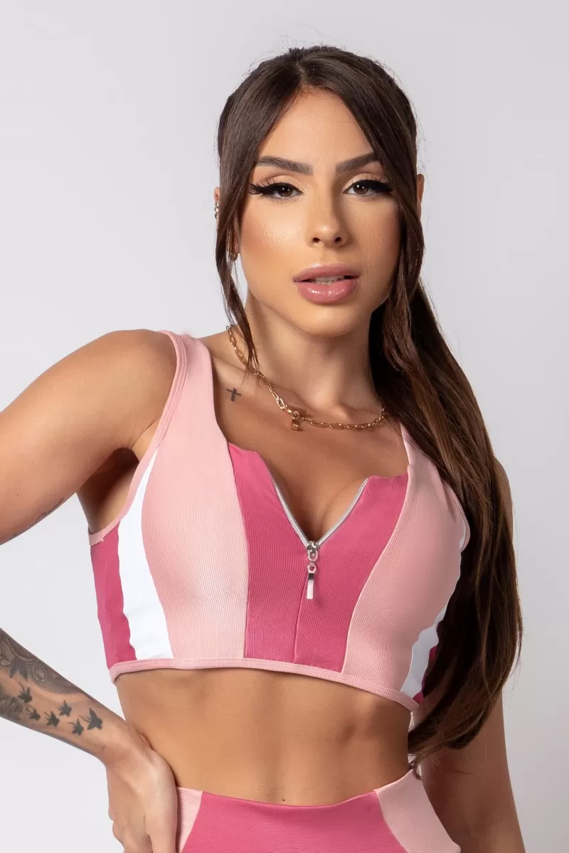 Hipkini - Corrugated Pink Athletic Top - 33330110 Hipkini - Corrugated Pink Athletic Top - 33330110