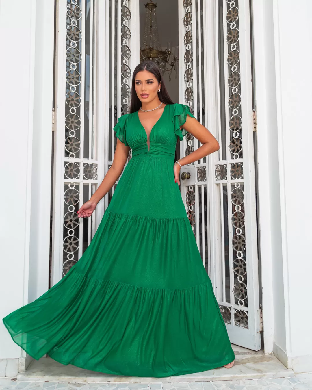 Cappuccino - Dress Cappuccino Long Frill Green - 8U191AVERDE Cappuccino - Dress Cappuccino Long Frill Green - 8U191AVERDE