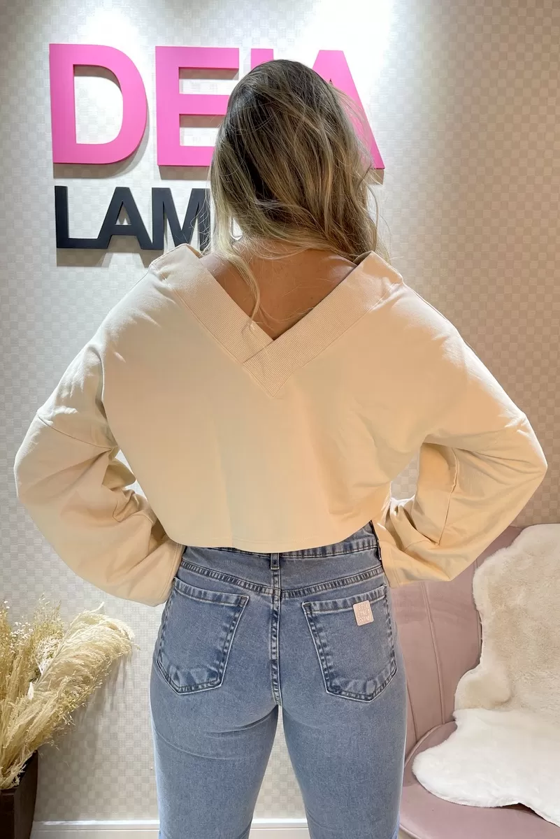 LANÇA PERFUME EASY - CROPPED SWEATSHIRT V NECKLINE - 502ML000626 LANÇA PERFUME EASY - CROPPED SWEATSHIRT V NECKLINE - 502ML000626