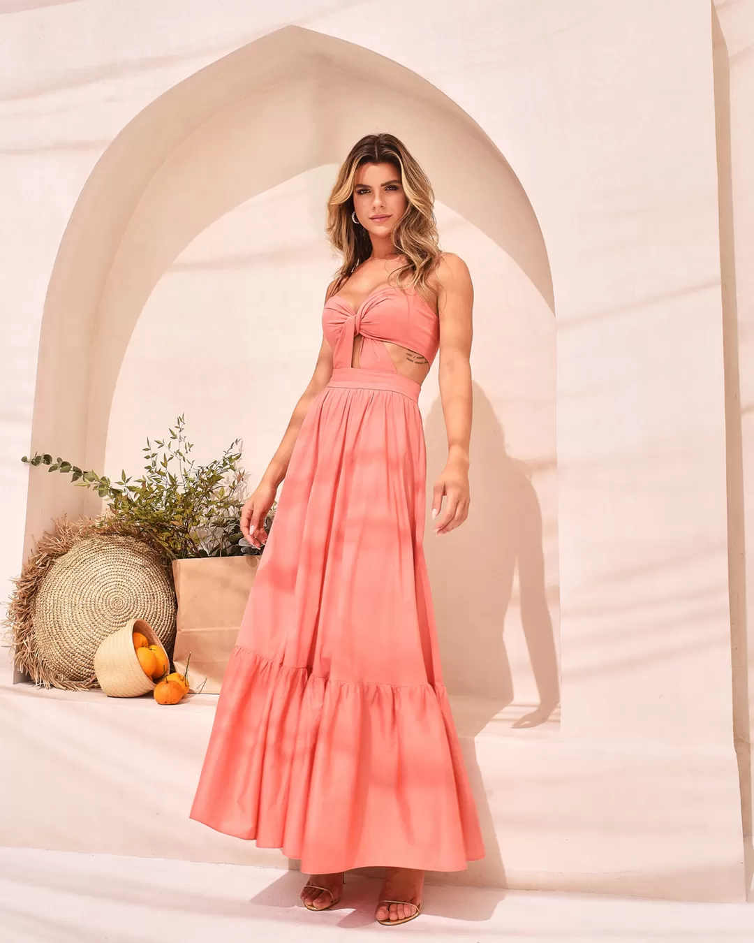 Dot Clothing - Dress Dot Clothing Long Crossover Salmon - 1873SALM Dot Clothing - Dress Dot Clothing Long Crossover Salmon - 1873SALM